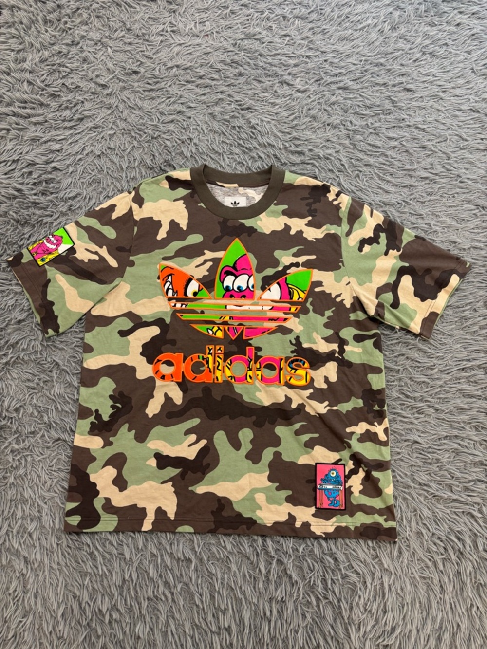 Adidas X Jeremy Scott Crossover Camo Military Green Tee Short Sleeve Large
